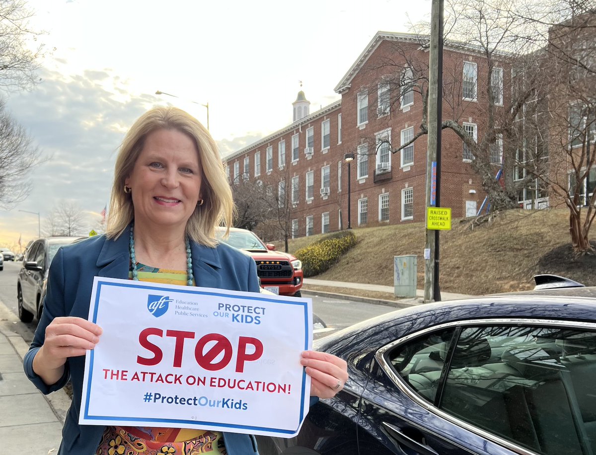 Across the country today, educators, parents, and students came together with @AFTUnion to #ProtectOurKids and send the message loud and clear: public education matters. Students deserve well-funded schools, and teachers and staff deserve respect!