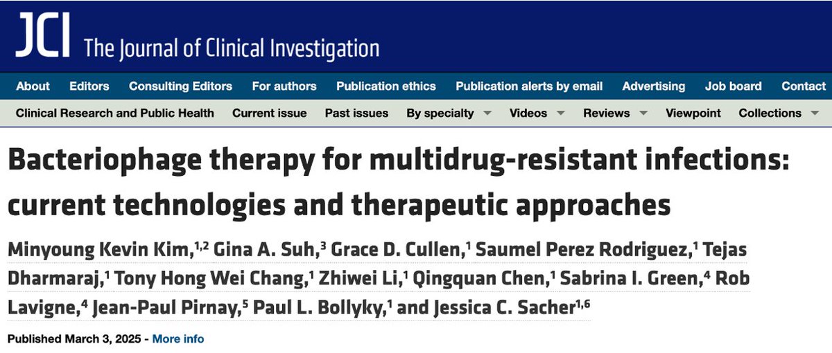 Paul Bollyky (@bollyky) on Twitter photo Congrats to <a href="/kevin_minyoung/">Kevin Minyoung Kim</a> and <a href="/JessicaSacher/">Jessica Sacher, PhD</a> on their review of phage therapy production and drug development. It was great working with <a href="/MotherOfPhage/">Dr. Sabrina Green, PhD</a>, <a href="/PaulPirnay/">Jean-Paul Pirnay</a>, <a href="/RobLavigne1/">Rob Lavigne</a>, Gina Suh and the rest of the team on this project
jci.org/articles/view/… Congrats to <a href="/kevin_minyoung/">Kevin Minyoung Kim</a> and <a href="/JessicaSacher/">Jessica Sacher, PhD</a> on their review of phage therapy production and drug development. It was great working with <a href="/MotherOfPhage/">Dr. Sabrina Green, PhD</a>, <a href="/PaulPirnay/">Jean-Paul Pirnay</a>, <a href="/RobLavigne1/">Rob Lavigne</a>, Gina Suh and the rest of the team on this project
jci.org/articles/view/…