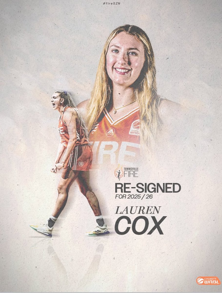 Megan Hustwaite (@meganhustwaite) on Twitter photo On the day they begin their quest for a 5th WNBL championship, <a href="/TownsvilleFire/">Townsville Fire</a> have announced the re-signing of import and Robyn Maher Defensive Player of the Year <a href="/lauren_cox15/">Lauren Cox</a>!
#WNBL25 On the day they begin their quest for a 5th WNBL championship, <a href="/TownsvilleFire/">Townsville Fire</a> have announced the re-signing of import and Robyn Maher Defensive Player of the Year <a href="/lauren_cox15/">Lauren Cox</a>!
#WNBL25
