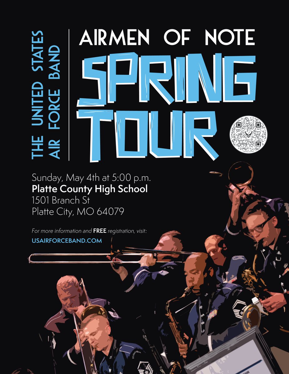 PlatteCountyPirates (@plattecountyr3) on Twitter photo 🎶 Get ready, Platte County! The US Air Force Band’s Airmen of Note is soaring into <a href="/PCHSHalls/">PCHS Halls</a> for their Spring Tour on Sunday, May 4th, at 5pm! ✈️🎷Don’t miss this incredible evening of live music! FREE registration is available at usairforceband.com. 🎶 Get ready, Platte County! The US Air Force Band’s Airmen of Note is soaring into <a href="/PCHSHalls/">PCHS Halls</a> for their Spring Tour on Sunday, May 4th, at 5pm! ✈️🎷Don’t miss this incredible evening of live music! FREE registration is available at usairforceband.com.