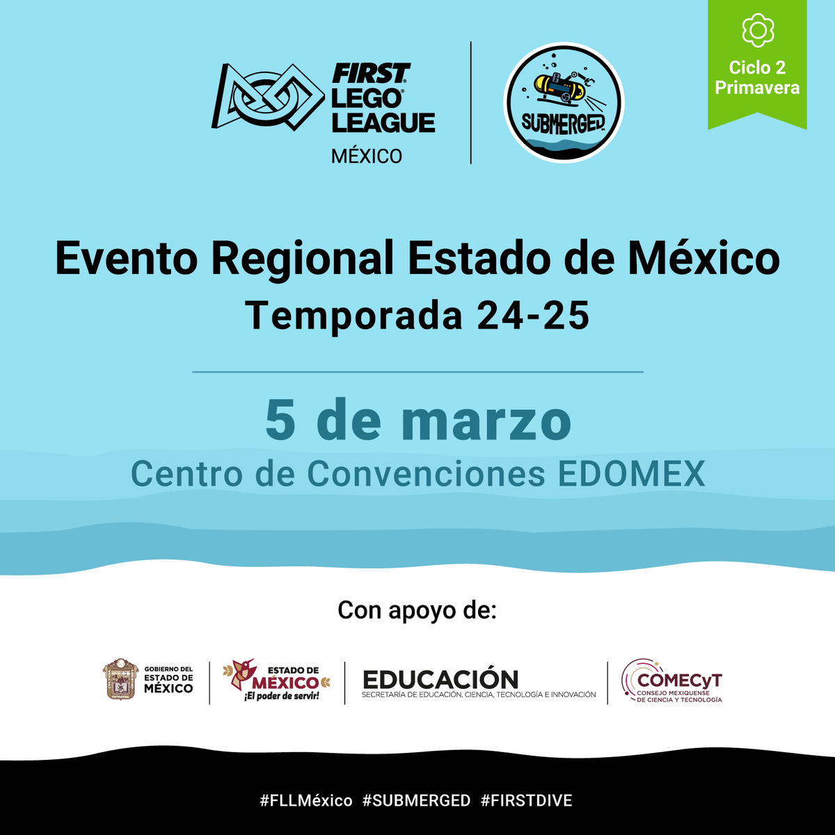 FLL_MX's tweet photo. Mañana el 2° Evento Regional de la Temporada #SUBMERGED llega al Centro de Convenciones EDOMEX. 💡🐠
Gracias a @comecyt y la @SeducEdoMex por hacer esto posible.
¡Nos vemos en la aventura! 🦀✨
#FLLMéxico #FundaciónRobotiX #FIRSTINDIVE https://t.co/3kv2juDxjO