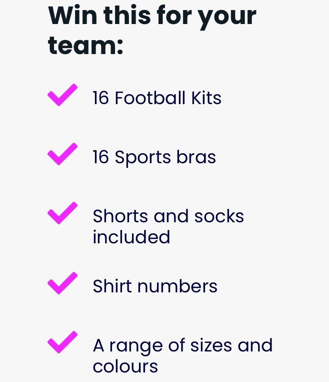 🚨 WIN A KIT (Ladies Adult Football Team) - tag your favourite team so they can enter! 

giftofkit.com/tnt/