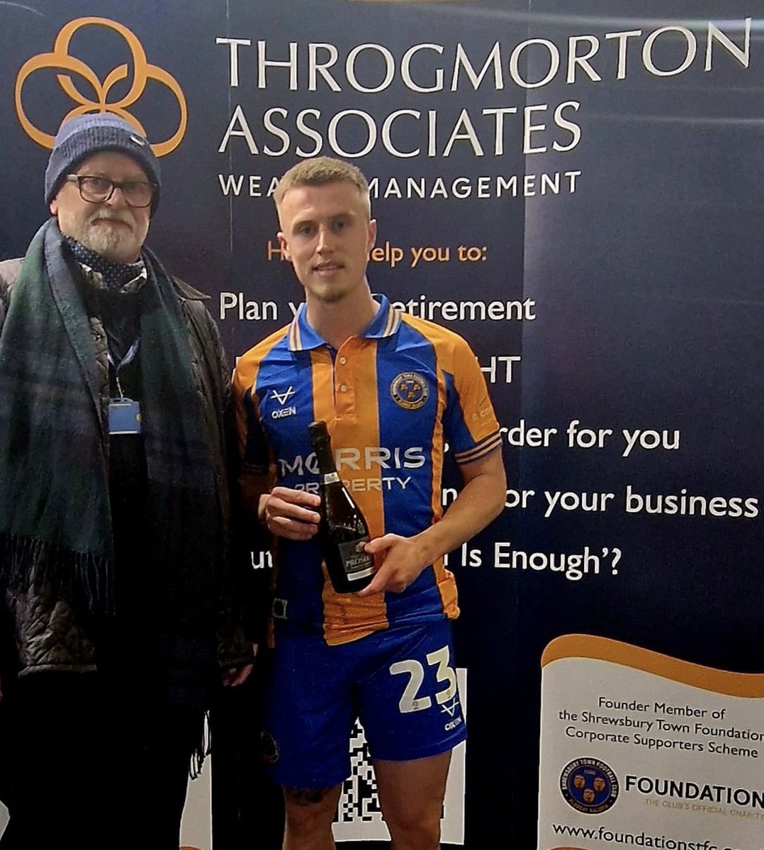 Andrew Tretton (@andrewtretton) on Twitter photo Tonight’s <a href="/NickJonesWealth/">Nick Jones</a> Planning man of the match is George Nurse , with Sovereign Club member Ian Smith presenting the champagne …. Well played George, onto another massive game at Exeter now for <a href="/shrewsburytown/">Shrewsbury Town FC</a> #Salop Tonight’s <a href="/NickJonesWealth/">Nick Jones</a> Planning man of the match is George Nurse , with Sovereign Club member Ian Smith presenting the champagne …. Well played George, onto another massive game at Exeter now for <a href="/shrewsburytown/">Shrewsbury Town FC</a> #Salop