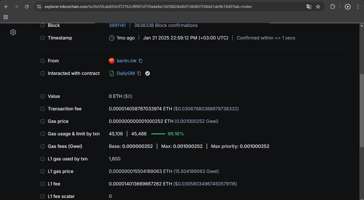 #DeFiAcademy, <a href="/inkonchain/">ink</a> @ink  &amp; @BlockScout Check out this mysterious transaction that greets the onchain with the dailygm contract explorer.inkonchain.com/tx/0x55fcab693…