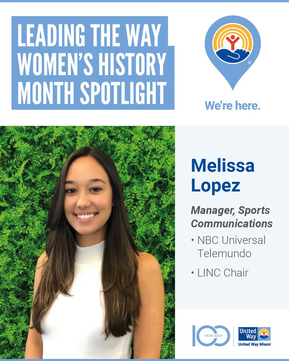 UnitedWayMiami (@unitedwaymiami) on Twitter photo 🌸 Celebrating #WomensHistoryMonth! Meet Melissa Lopez, manager at <a href="/NBCUTelemundo/">NBCUniversal Telemundo Enterprises</a> & chair of #LINCMiami. She connects young professionals to create lasting impact. “LINC introduced me to a community working toward one shared purpose: creating change.” 💖#WomenWhoLead 🌸 Celebrating #WomensHistoryMonth! Meet Melissa Lopez, manager at <a href="/NBCUTelemundo/">NBCUniversal Telemundo Enterprises</a> & chair of #LINCMiami. She connects young professionals to create lasting impact. “LINC introduced me to a community working toward one shared purpose: creating change.” 💖#WomenWhoLead
