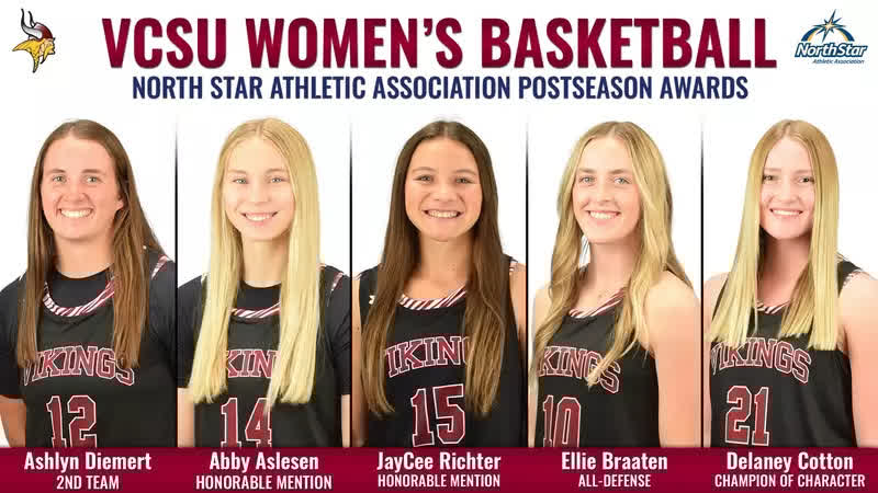 5️⃣ VCSU women's basketball players have earned NSAA Postseason Awards this season! 🏀🔥

Congratulations! 🎉
Read more 👉 vcsu.news/4kudQZ5