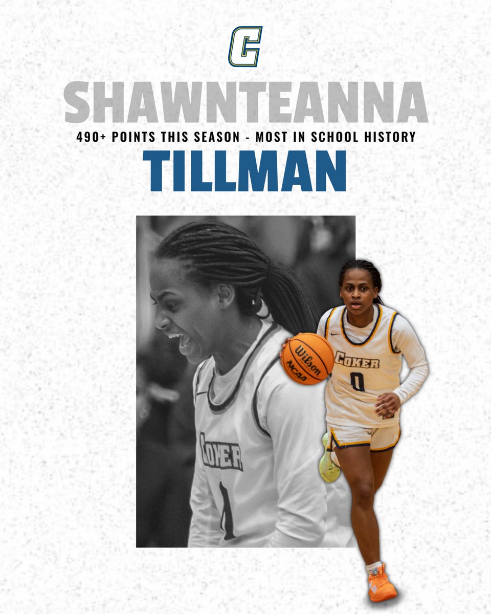 Coker Cobras (@coker_cobras) on Twitter photo How about ANOTHER record ๐คง
In the first quarter of their SAC QF game against Limestone, Shawnteanna Tillman breaks the single-season record for points in Coker WBB history โผ๏ธ
#GoCobras <a href="/Coker_WBB/">Coker Women's Basketball</a> <a href="/SAC_Athletics/">South Atlantic Conference</a> <a href="/FloCollegeHoops/">FloCollege | Basketball</a> How about ANOTHER record ๐คง
In the first quarter of their SAC QF game against Limestone, Shawnteanna Tillman breaks the single-season record for points in Coker WBB history โผ๏ธ
#GoCobras <a href="/Coker_WBB/">Coker Women's Basketball</a> <a href="/SAC_Athletics/">South Atlantic Conference</a> <a href="/FloCollegeHoops/">FloCollege | Basketball</a>