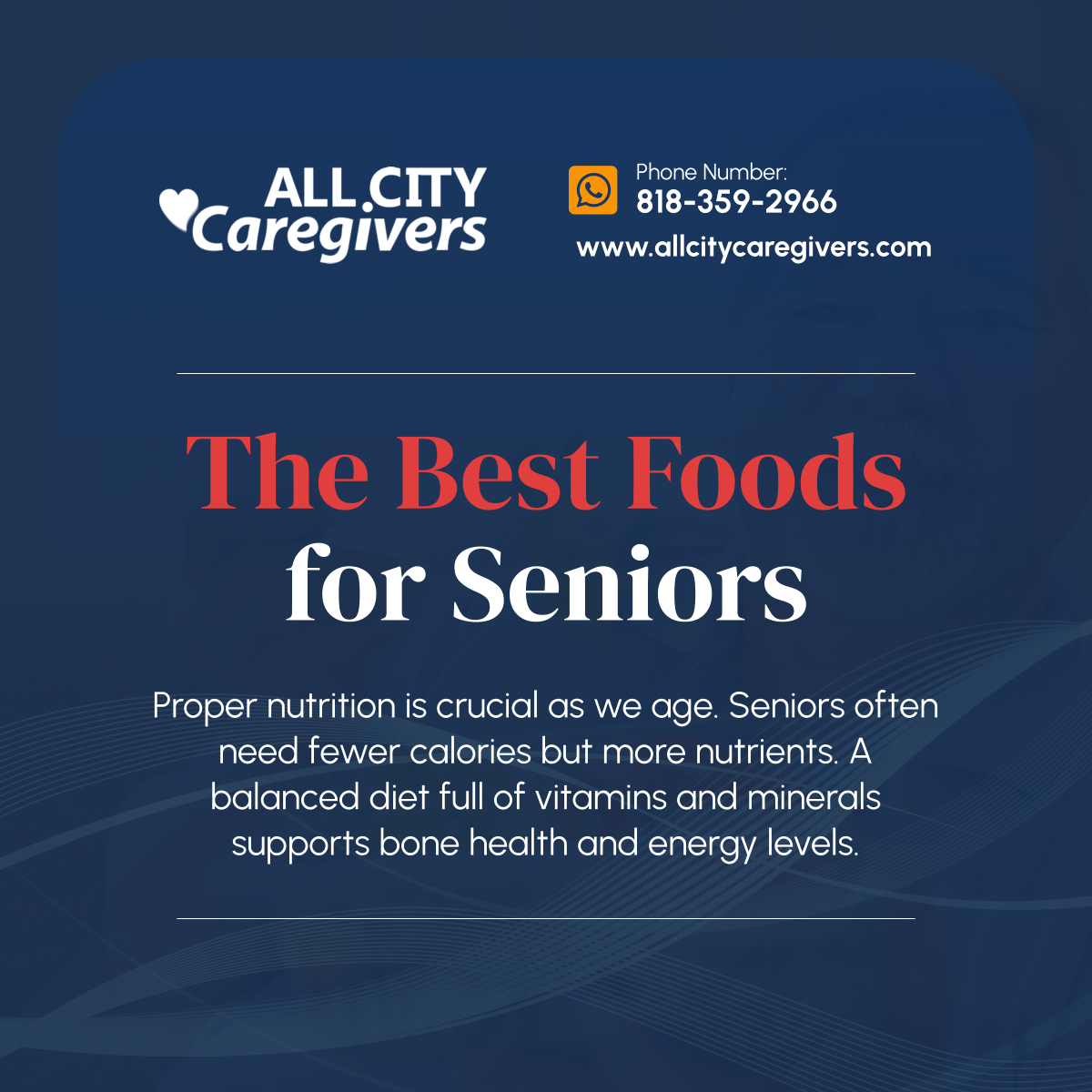 AllCityCareGive's tweet image. A healthy diet plays a key role in senior health. Focus on nutrient-dense meals to support overall well-being and prevent health complications.

#SeniorNutrition #SimiValleyCA #HomeCareServices
