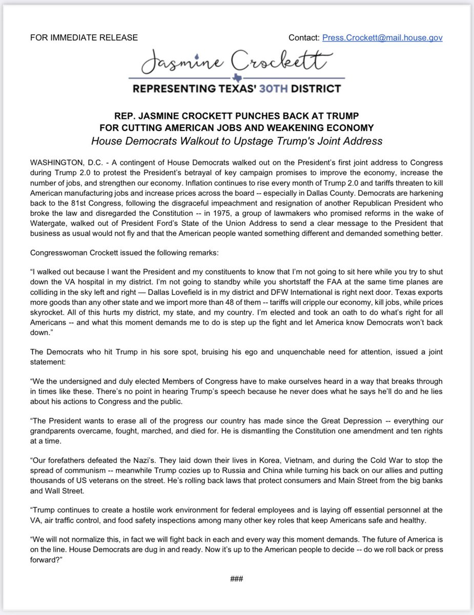 Congresswoman Jasmine Crockett tweet media