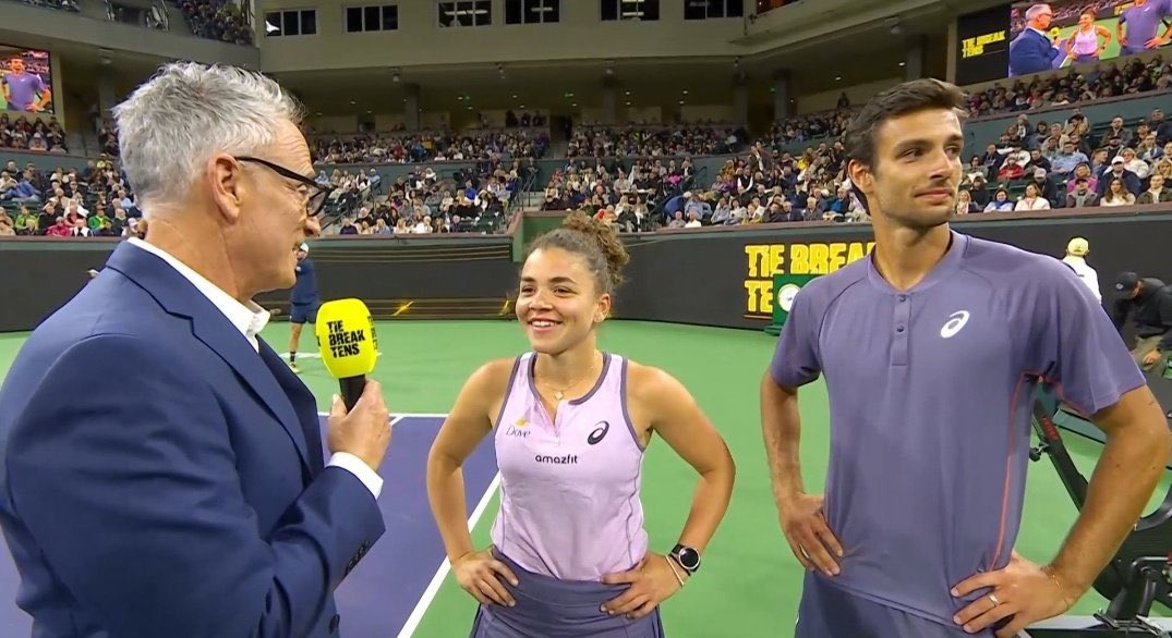 TheTennisLetter's tweet photo. Musetti and Jasmine Paolini after losing to Hubi Hurkacz and Iga Swiatek at the Eisenhower Cup

Lorenzo: “Really happy and proud to share the court with a legend like Jasmine. We didn’t get the win. But we’re the first loser of tonight. So at least we’re first at something” 😂 https://t.co/hyq76wmwzT