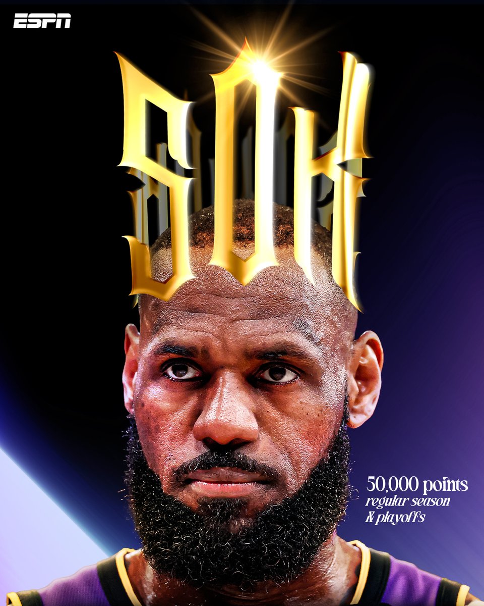 THE KING SITS ALONE ON HIS THRONE 👑

LeBron is the only player to ever reach 50,000 career points, regular season and playoffs combined 🐐