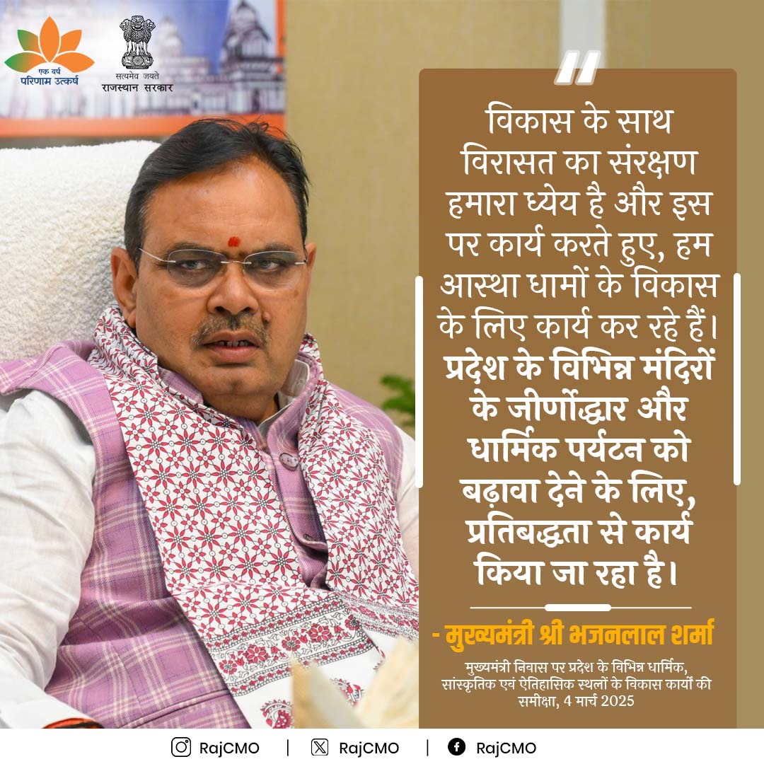 CMO Rajasthan (@rajcmo) on Twitter photo рд╡рд┐рдХрд╛рд╕ рдХреЗ рд╕рд╛рде рд╡рд┐рд░рд╛рд╕рдд рдХрд╛ рд╕рдВрд░рдХреНрд╖рдг рд╣рдорд╛рд░рд╛ рдзреНрдпреЗрдп рд╣реИ рдФрд░ рдЗрд╕ рдкрд░ рдХрд╛рд░реНрдп рдХрд░рддреЗ рд╣реБрдП, рд╣рдо рдЖрд╕реНрдерд╛ рдзрд╛рдореЛрдВ рдХреЗ рд╡рд┐рдХрд╛рд╕ рдХреЗ рд▓рд┐рдП рдХрд╛рд░реНрдп рдХрд░ рд░рд╣реЗ рд╣реИрдВред
<a href="/BhajanlalBjp/">Bhajanlal Sharma</a>
#рд╣рд░_рдШрд░_рдЦреБрд╢рд╣рд╛рд▓реА
#рдЖрдкрдгреЛ_рдЕрдЧреНрд░рдгреА_рд░рд╛рдЬрд╕реНрдерд╛рди рд╡рд┐рдХрд╛рд╕ рдХреЗ рд╕рд╛рде рд╡рд┐рд░рд╛рд╕рдд рдХрд╛ рд╕рдВрд░рдХреНрд╖рдг рд╣рдорд╛рд░рд╛ рдзреНрдпреЗрдп рд╣реИ рдФрд░ рдЗрд╕ рдкрд░ рдХрд╛рд░реНрдп рдХрд░рддреЗ рд╣реБрдП, рд╣рдо рдЖрд╕реНрдерд╛ рдзрд╛рдореЛрдВ рдХреЗ рд╡рд┐рдХрд╛рд╕ рдХреЗ рд▓рд┐рдП рдХрд╛рд░реНрдп рдХрд░ рд░рд╣реЗ рд╣реИрдВред
<a href="/BhajanlalBjp/">Bhajanlal Sharma</a>
#рд╣рд░_рдШрд░_рдЦреБрд╢рд╣рд╛рд▓реА
#рдЖрдкрдгреЛ_рдЕрдЧреНрд░рдгреА_рд░рд╛рдЬрд╕реНрдерд╛рди