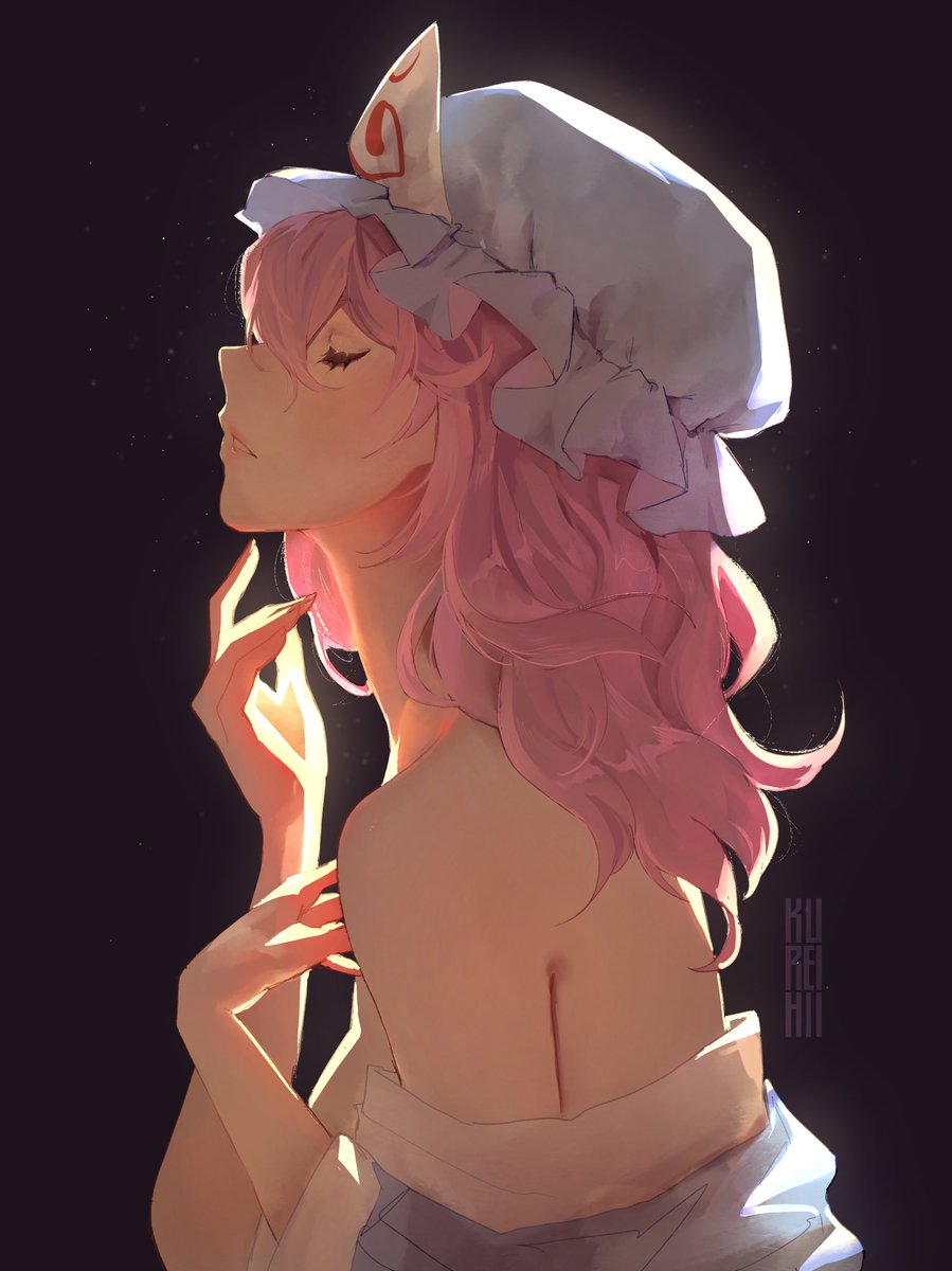 kureihii's tweet image. Yuyuko Saigyouji of touhou fame
