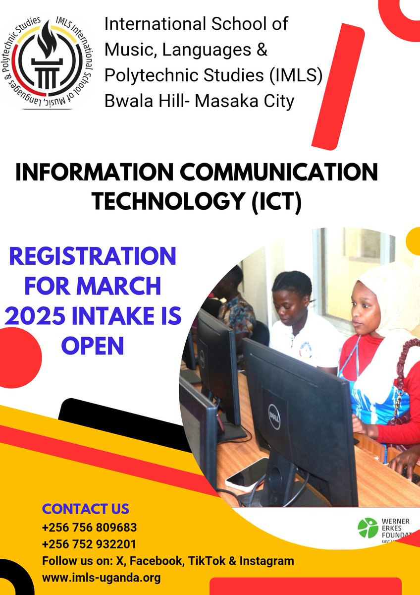 IMLSUganda's tweet photo. Information communication technology (ICT) equips Learners with Computer hardware & software components, Networking fundamentals, Data Communication, ICT Applications and Skills, etc. Enroll today.
#March2025intake
#Registrationisongoing
#IMLSUganda🇺🇬 https://t.co/TRm8x7iFqu