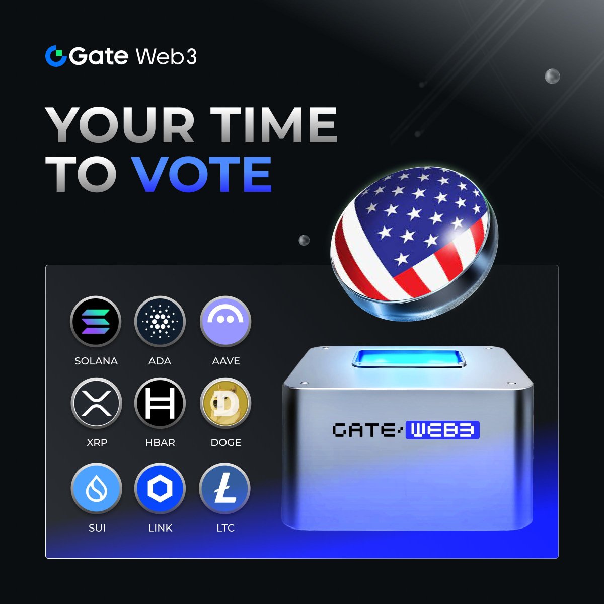 🔥Top Made-in-USA Coins Voting🏆

🗳️Vote &amp; Pick the most investment potential coins‼️

💰3 Users Win $5 USDT
✅Follow <a href="/GateWeb3Wallet/">S.J. Sujon Carter</a>, @GateMemeBox
✅Like, RT, Tag 3 Guys with #GateWeb3
✅Join Memebox TG Group: t.me/Gate_MemeBox
✅Leave your answer
⏳End in 48H!

⚡️Trade