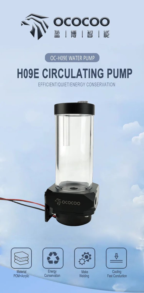 008596prowang's tweet photo. The OC-H09E pump, with a 5m lift and 1300L/h flow rate, features a brushless DC motor, PWM control, and a transparent reservoir for easy monitoring, ideal for large water cooling systems.
E-mail : anna@ococoo.com
#WaterCooling #PCCooling #GamingRig #PWMControl #HighPerformance https://t.co/0IuGxlQRty