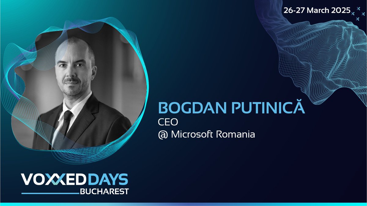 Voxxed Days Bucharest (26-27 March 2025) (@voxxedbucharest) on Twitter photo 💣 We're thrilled that Bogdan Putinica will be joining us at <a href="/VoxxedBucharest/">Voxxed Days Bucharest (18-19 March 2026)</a>! He will be part of the "Future of Romanian Tech" panel, sharing insights on innovation, digital transformation, and the next wave of technological advancements in Romania.
romania.voxxeddays.com/voxxed-days-bu… 💣 We're thrilled that Bogdan Putinica will be joining us at <a href="/VoxxedBucharest/">Voxxed Days Bucharest (18-19 March 2026)</a>! He will be part of the "Future of Romanian Tech" panel, sharing insights on innovation, digital transformation, and the next wave of technological advancements in Romania.
romania.voxxeddays.com/voxxed-days-bu…