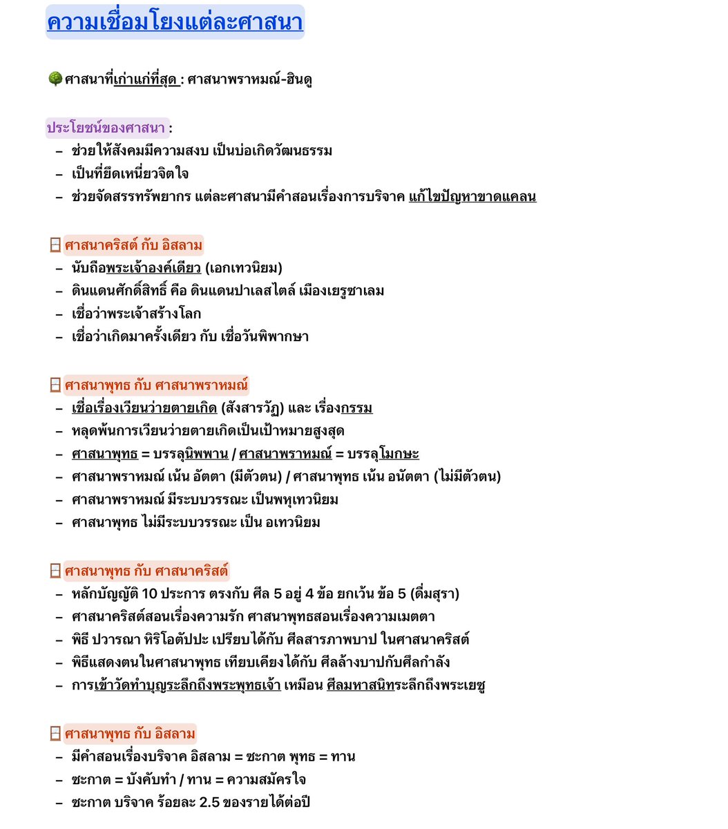 ความเชื่อมโยงแต่ละศาสนา จากแมวส้มมม 🌳🧡