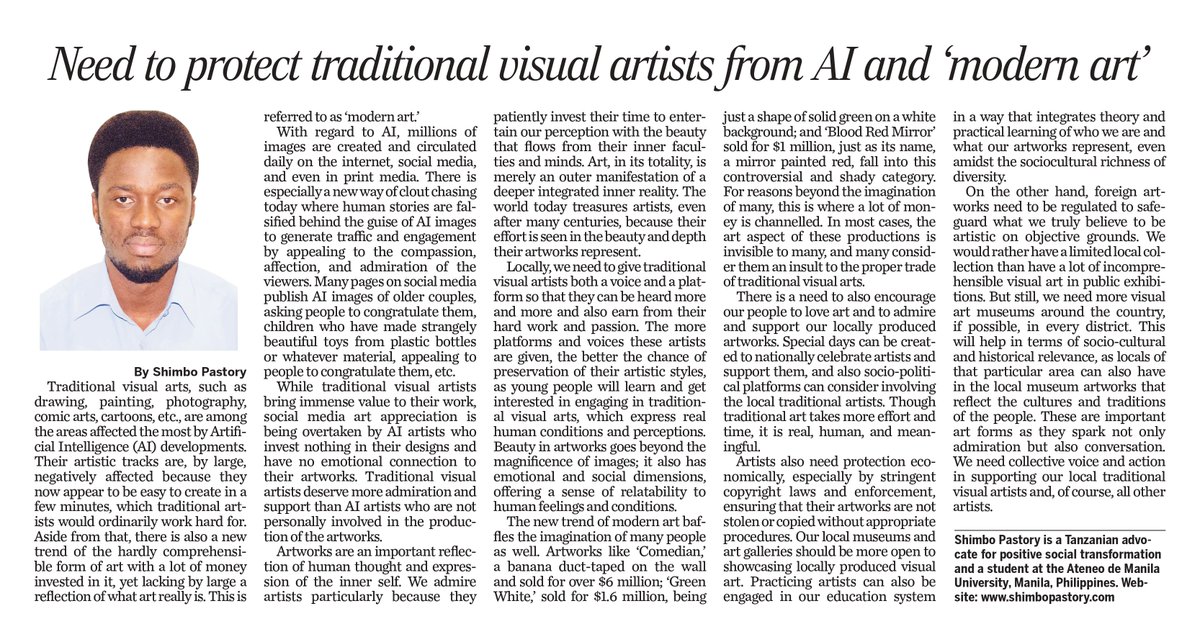 docshimbo97's tweet photo. In The Citizen Newspaper @TheCitizenTz  18th Feb. 2025. To read on web: https://t.co/7fe1Y6kENp 

#art #traditionalart #modernart https://t.co/RP3xyn39Nc