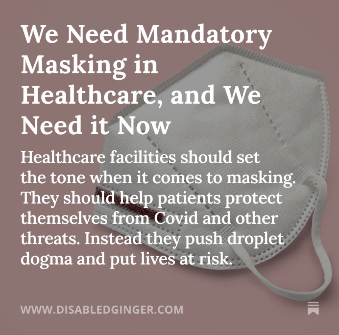 It’s year 6 of the covid pandemic, and we’ve got outbreaks of TB, measles &amp; the worst flu season in over a decade

Why don’t we have mandatory masking in hospitals? Why are we putting the burden of infection control on patients?

We know how to prevent infections. Let’s do it.