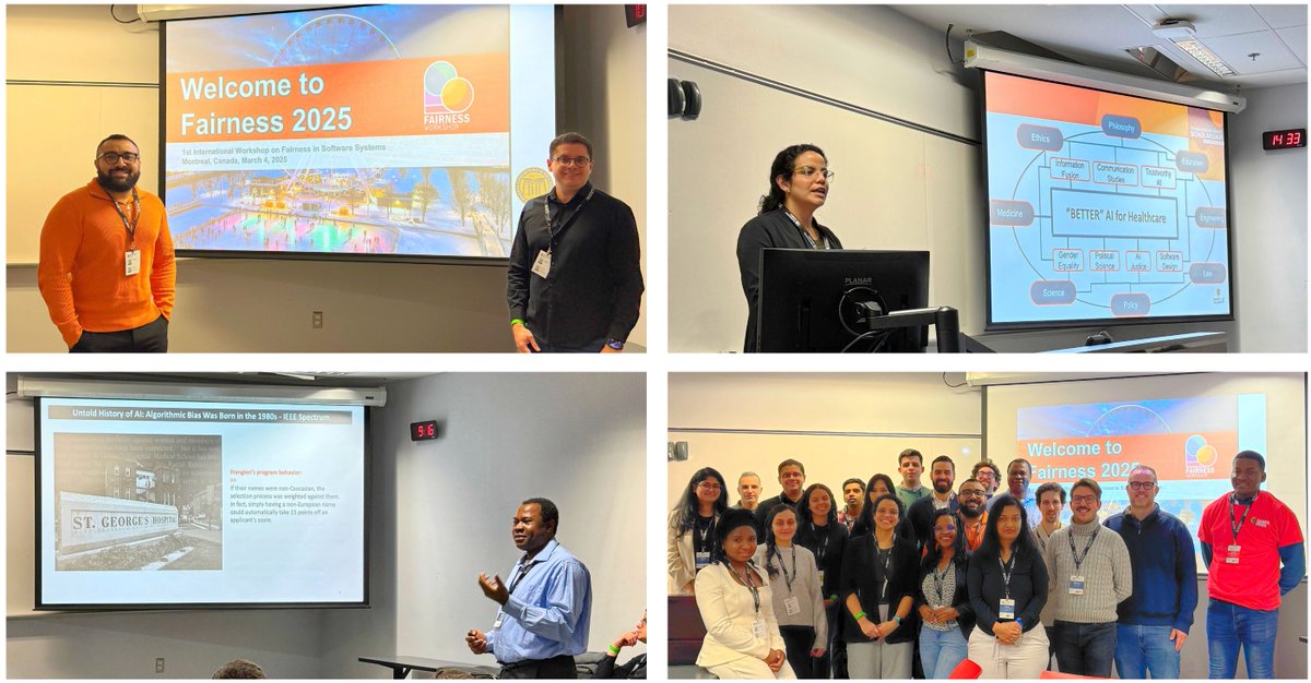 Fairness Workshop (@fairness_w) on Twitter photo We successfully concluded the 1st International Workshop on Fairness in Software Systems (Fairness 2025), co-located with <a href="/SANERconf/">IEEE SANER</a>. Would you like a second edition next year? We are very inspired by the discussions today and are ready to make this happen again and again! We successfully concluded the 1st International Workshop on Fairness in Software Systems (Fairness 2025), co-located with <a href="/SANERconf/">IEEE SANER</a>. Would you like a second edition next year? We are very inspired by the discussions today and are ready to make this happen again and again!