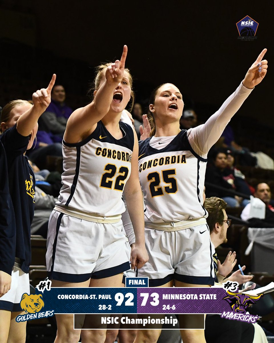 ✅: NSIC Tournament Champions!
✅: NSIC Regular Season Champions!

The Golden Bears win both for the first time since 2008!

#BeGolden | #WeAreCSP | #NSICWBB