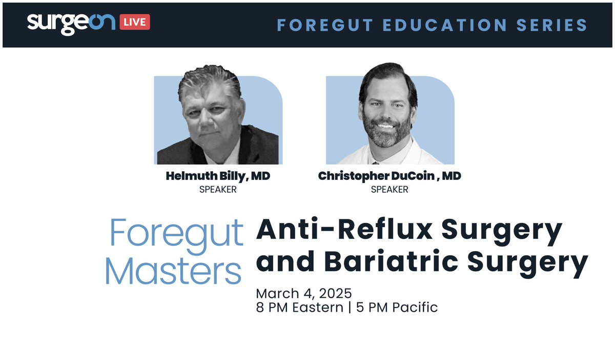 Starting in 1 hour! The Foregut Education Series is going live soon! Be part of the discussion—ask tough questions, share insights, and learn from the best. Join <a href="/HelmuthBillyMD/">Dr. Helmuth Billy MD</a> &amp; <a href="/chrisducoin/">Christopher DuCoin</a> for a dive into Anti-Reflux &amp; Bariatric Surgery.

Event link: hubs.li/Q036-C_r0