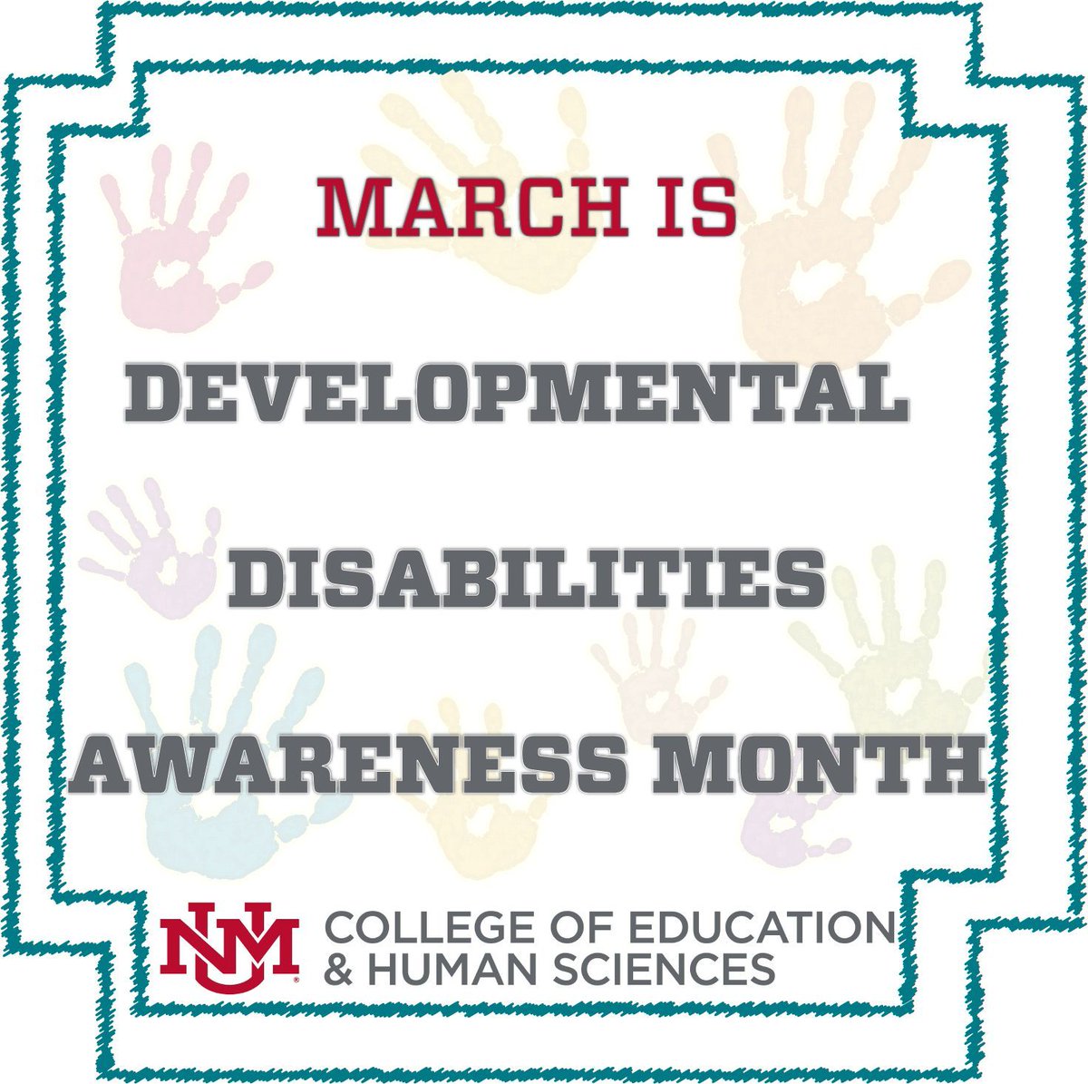 March is National Developmental Disabilities Awareness Month! Let's come together to celebrate diversity, promote inclusion, and advocate for the rights of individuals with developmental disabilities. Join us in raising awareness and supporting our peers!  #UNM #InclusionMatters
