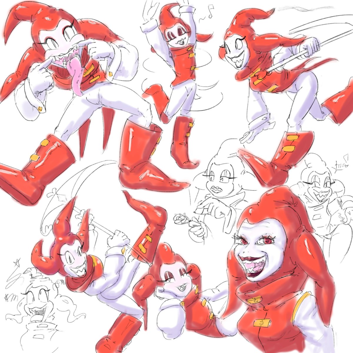 ButtNobel's tweet image. Little Velvet sketches, been meaning to finish a Golden sun piece but felt like doing this on the side cause videogames be distracting and school. Need to draw my OC's more often.