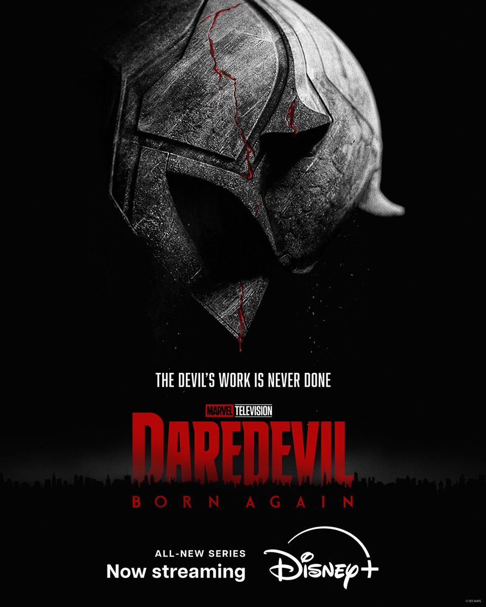 Marvel's tweet image. The Devil&apos;s back.

The 2-episode premiere of Marvel Television&apos;s all-new series #DaredevilBornAgain is now streaming on @DisneyPlus.