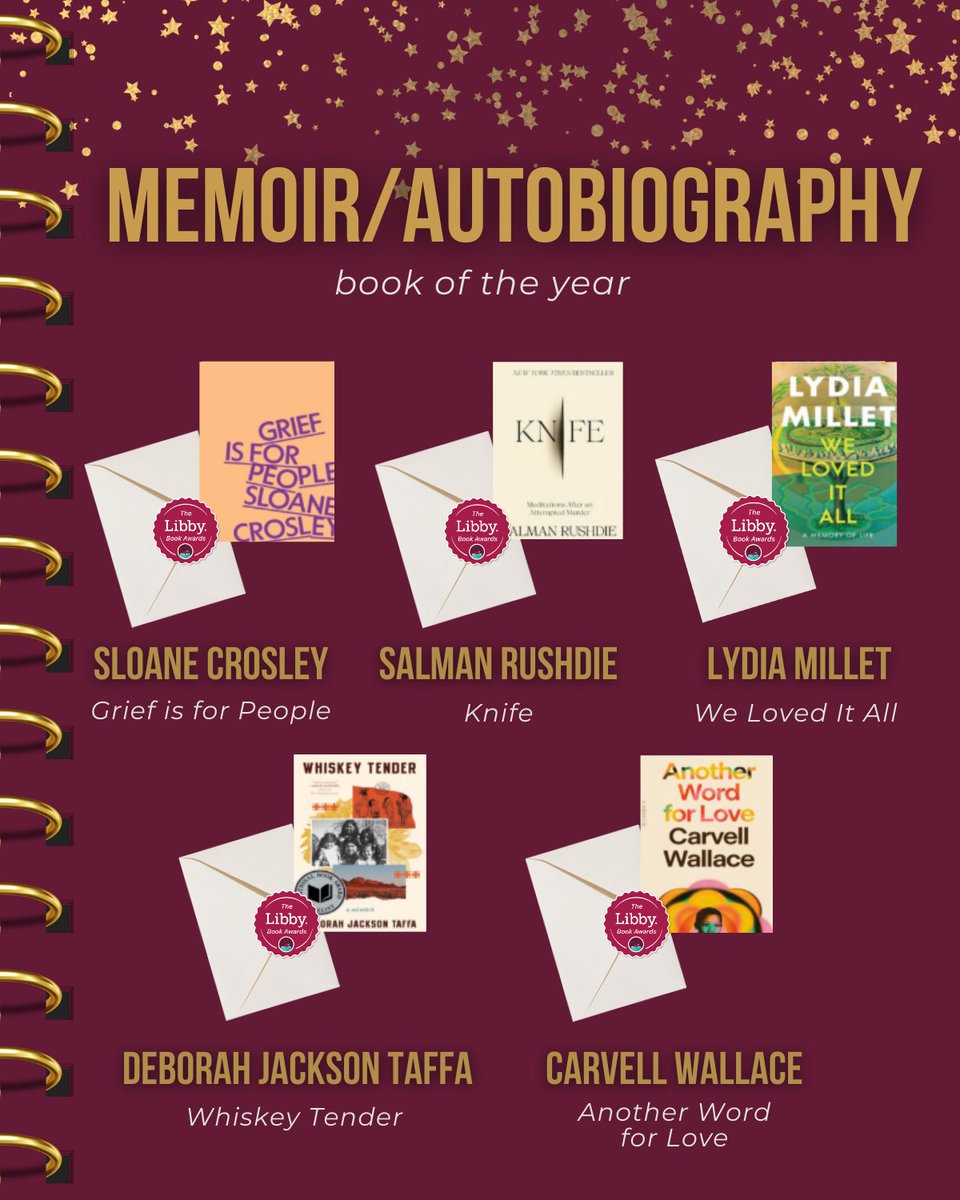 LibbyApp's tweet image. The finalists are in! 📚 Librarians have spoken, selecting the best books of the year for the #LibbyBookAwards—recognizing the titles that resonated with #readers &amp;amp; became library favorites. Winners will be announced tomorrow, 9AM EST.

#LibbyApp #CheckOutYourLibray #LibraryLove