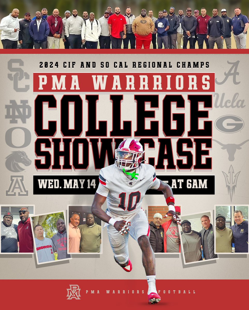 PMA Football (@pma_football) on Twitter photo Spring Ball almost here! April 28- May 16! Our college showcase is May 14 at 6am sharp!! Come check out the 2024 So-Cal 4a Regional Champs!!! Go Warriors Spring Ball almost here! April 28- May 16! Our college showcase is May 14 at 6am sharp!! Come check out the 2024 So-Cal 4a Regional Champs!!! Go Warriors