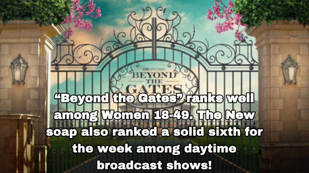 BeyondthegatesE's tweet photo. Congratulations to the cast, crew, producers and everyone who participated in making this gem 💎 become reality!
#BeyondTheGatesCBS #CBSstudios #NAACPventures #PandG
We’re #6️⃣ in all daytime!
Follow me: @BeyondthegatesE https://t.co/pa0bbvxDzX
