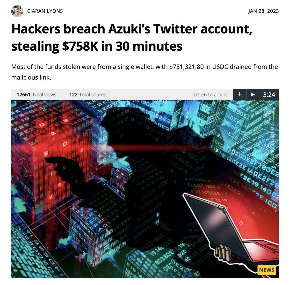 BlueAlphaLabs's tweet photo. 1/🧵 Why your Web3 project NEEDS email marketing as a safety net:

Discord &amp; X hacks have cost communities MILLIONS. The Writer's Room Discord hack: scammers banned founders &amp; stole ETH. Azuki X hack: $750K gone in hours. 

When socials are compromised, how do you reach users? https://t.co/PGd8TVBINI
