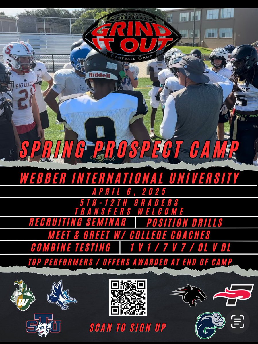 Somewhere in this world there has to be a better Prospect Camp with Scholarship offers then GRIND IT OUT one day camp. Not in Polk County, SCAN THE CODE