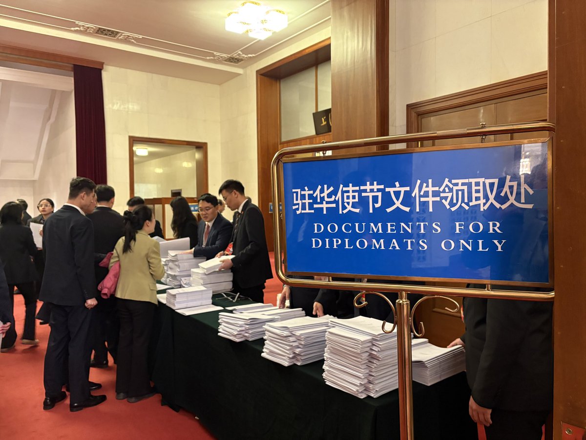 Colum Murphy (@colum_m) on Twitter photo Foreign diplomats in Beijing line up for official documents outlining China’s economic development plans for the year to come. Premier Li Qiang will soon reveal steps to help boost the nation’s growth as Trump tariffs kick in. #NPC2025 Foreign diplomats in Beijing line up for official documents outlining China’s economic development plans for the year to come. Premier Li Qiang will soon reveal steps to help boost the nation’s growth as Trump tariffs kick in. #NPC2025