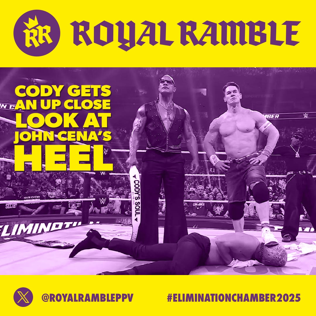 RoyalRamblePPV's tweet image. Cargill’s' on the loose! Orton's back with a vengeance! The Rock wants Cody's soul! Cena offered some heel instead! Oh, and it's Tiffy time. #EliminationChamber2025 review available here: t.ly/1t6dp #PodernFamily #PodGenie #Podmosphere #PodcastHQ