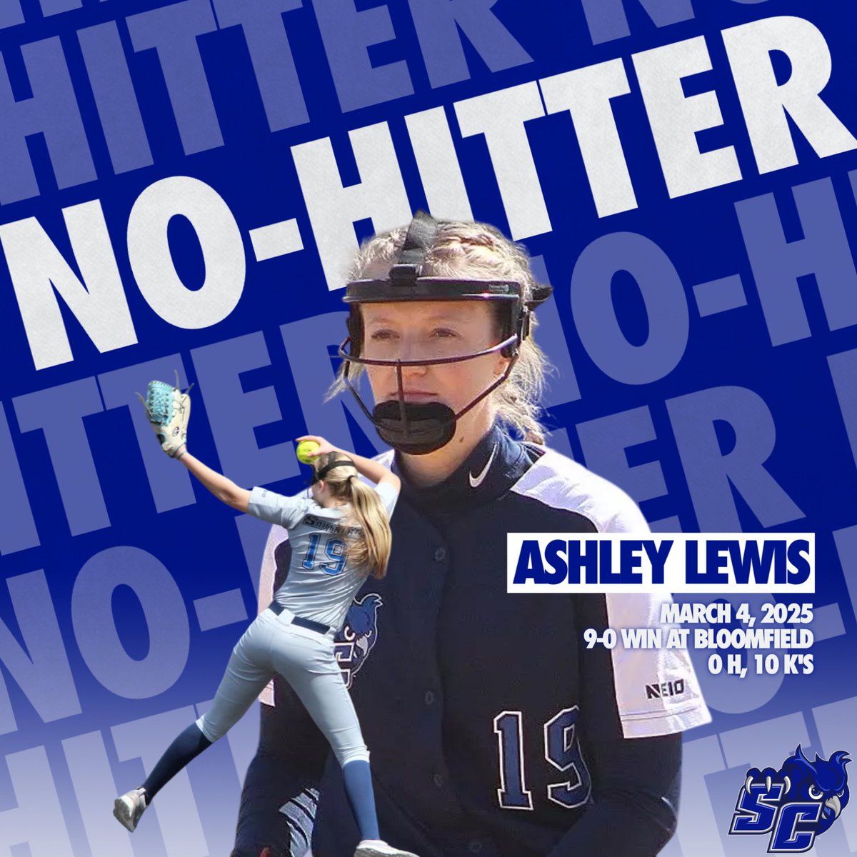 🚨NO-HITTER

Ashley Lewis tossed a no-hitter in today’s 9-0 win against Bloomfield! This is the first no-hitter since Jayme Larson threw one in 2011. #WingsUp #OwlProud