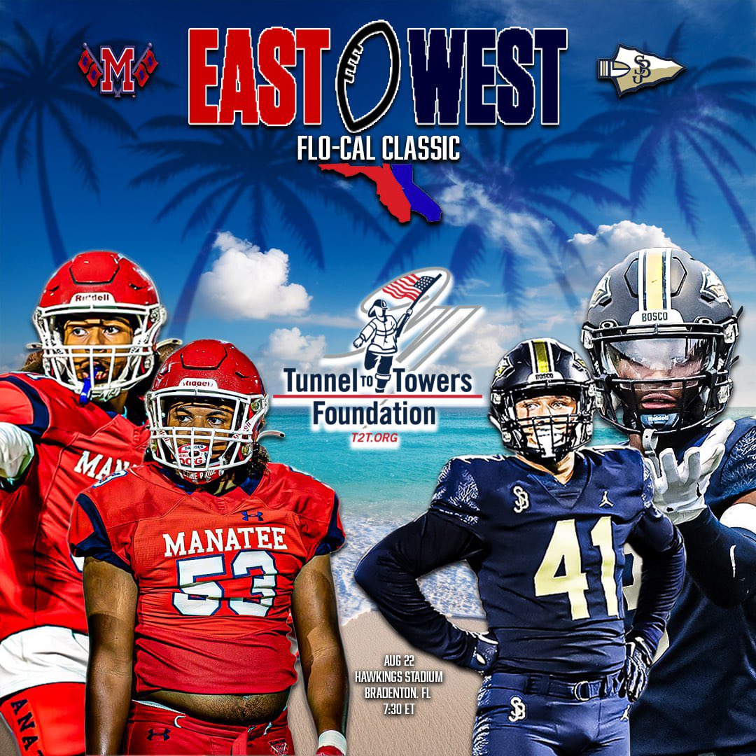 ICYMI: Manatee Hurricanes set to open the season against California powerhouse and #5 ranked team in the country, St. John Bosco. This game will help benefit <a href="/Tunnel2Towers/">Tunnel to Towers Foundation</a>. Biggest season opener ever hosted in Manatee County!
#WhosNext

 <a href="/JacquezGreen/">𝐃. 𝐉𝐚𝐜𝐪𝐮𝐞𝐳 𝐆𝐫𝐞𝐞𝐧</a> <a href="/Andy_Villamarzo/">Andy Villamarzo</a>