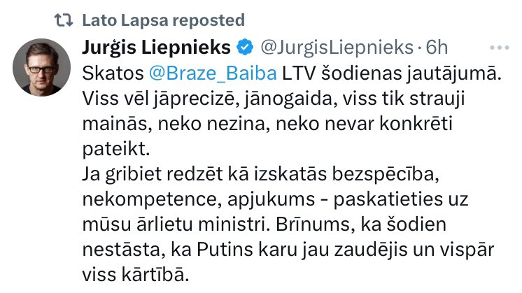 Ja nu kādam šķiet, ka Lato ir pārāk ass un skarbs, tad sekojiet <a href="/JurgisLiepnieks/">Jurģis Liepnieks</a> 
Viņš ir Lato vieglā, pieklājīgā versija 🤓