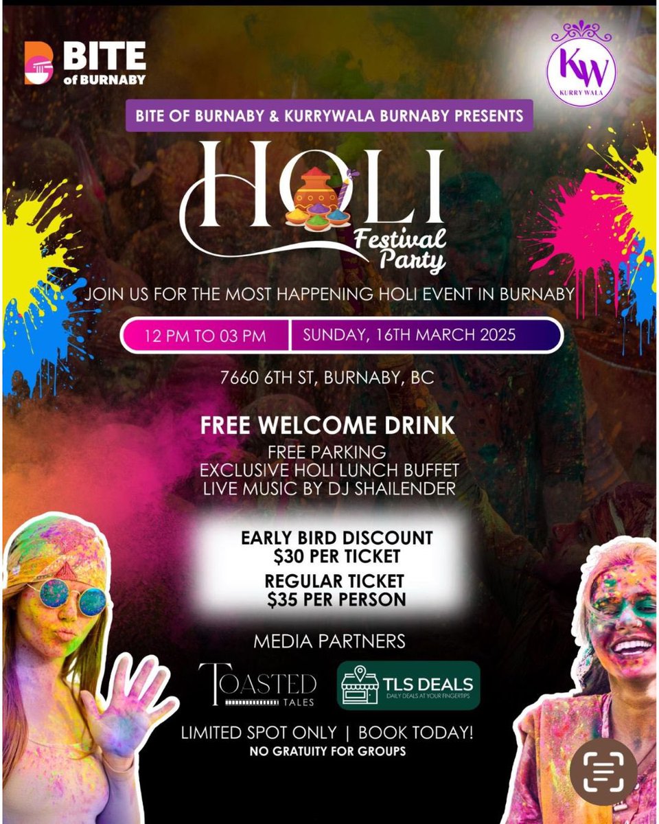 Book your tickets now for the most exciting Holi Festival celebration in Burnaby ativancouver.ca/event/holi-in-…
