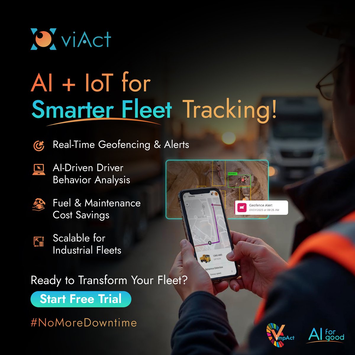 AiViact's tweet image. 🚛 Heavy Industry Fleet Management—Redefined!  

viAct’s AI-powered IoT Fleet Tracking System ensures that every vehicle, every route, and every work hour is optimized for peak performance!  

🔗 Know More: bit.ly/viactfleettrac…

#viAct #FleetTrackingSystem #iotdevices