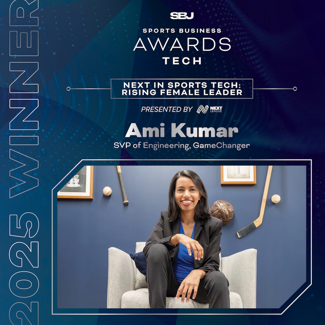 SBJ's tweet image. Rising Female Leader: 𝐀𝐦𝐢 𝐊𝐮𝐦𝐚𝐫, 𝐒𝐕𝐏 𝐨𝐟 𝐄𝐧𝐠𝐢𝐧𝐞𝐞𝐫𝐢𝐧𝐠, 𝐆𝐚𝐦𝐞𝐂𝐡𝐚𝐧𝐠𝐞𝐫

From intern to leading app development, Kumar helped GC pivot to livestreaming and craft AI tools like AutoStream &amp;amp; Film Room to enhance youth sports viewing.

#SBJTechWeek