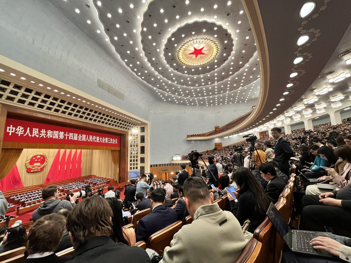 #China’s annual political gathering underway at the Great Hall of the People. The session (Premier Li Qiang’s ‘work report’) rarely yields surprises but does offer clues about where the economy is at (5% growth) &amp; the leadership’s priorities (touting AI/tech).  <a href="/NBCNews/">NBC News</a>