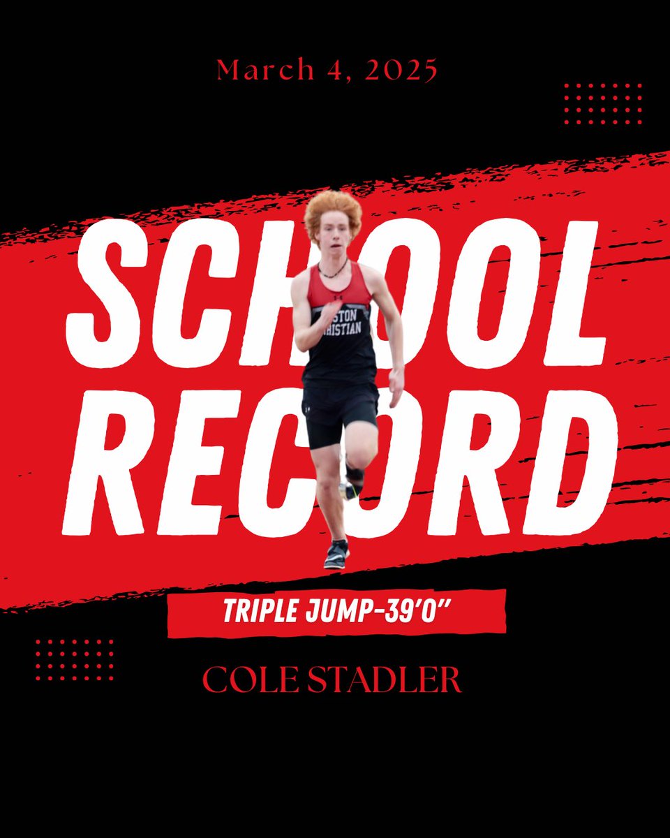 GcsRunning's tweet image. Congrats to Cole Stadler for setting a new school record in Triple Jump today with a jump of 39 feet. The previous best was a 37’8.75” by Michael Beebe
