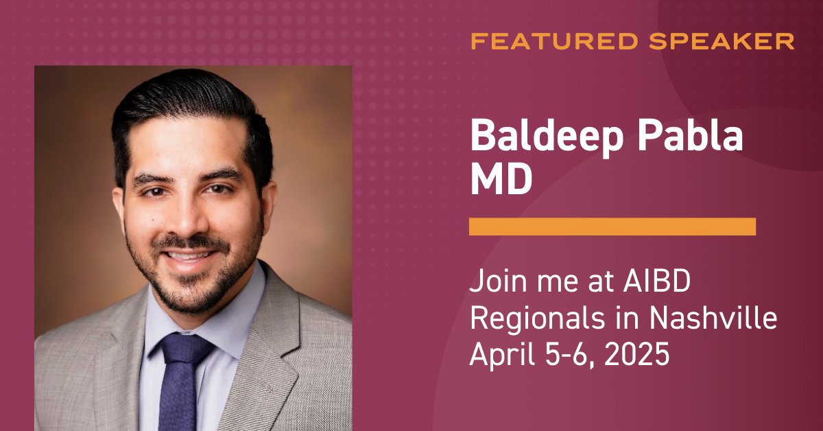Baldeep Pabla, MD MSCI (@baldeeppablamd) on Twitter photo Join us for Advances in IBD Regionals in Nashville - we have a great line up full of high yield talks on the diagnosis and management of inflammatory bowel disease in 2025. Check the link out for more information on registration!
<a href="/IBDConference/">Advances in IBD</a>
hmpglobalevents.com/aibdregionals/… Join us for Advances in IBD Regionals in Nashville - we have a great line up full of high yield talks on the diagnosis and management of inflammatory bowel disease in 2025. Check the link out for more information on registration!
<a href="/IBDConference/">Advances in IBD</a>
hmpglobalevents.com/aibdregionals/…