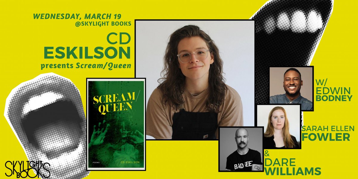 Acre Books (@acre_books) on Twitter photo Mark your calendars, LA! Wed., March 19, 7:00 p.m. at <a href="/skylightbooks/">Skylight Books</a>. Celebrating the release of Acre #poet CD Eskilson's debut SCREAM / QUEEN. Link for details.skylightbooks.com/event/skylight… 🎉🎉🎉 Mark your calendars, LA! Wed., March 19, 7:00 p.m. at <a href="/skylightbooks/">Skylight Books</a>. Celebrating the release of Acre #poet CD Eskilson's debut SCREAM / QUEEN. Link for details.skylightbooks.com/event/skylight… 🎉🎉🎉