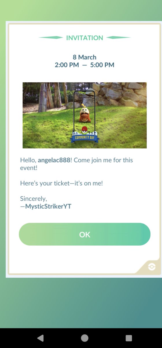 angelac888's tweet photo. Thank you @MysticStriker24 for the #Fuecoco 🔥 🐊#PokemonCommunityDay ticket! Best of luck on #FuecocoCommunityDay ! ✨ 🔥🐊#PokemonGO #PokemonGoApp #MeetYouOutThere #PokemonGOfriends https://t.co/YCWMneRj82