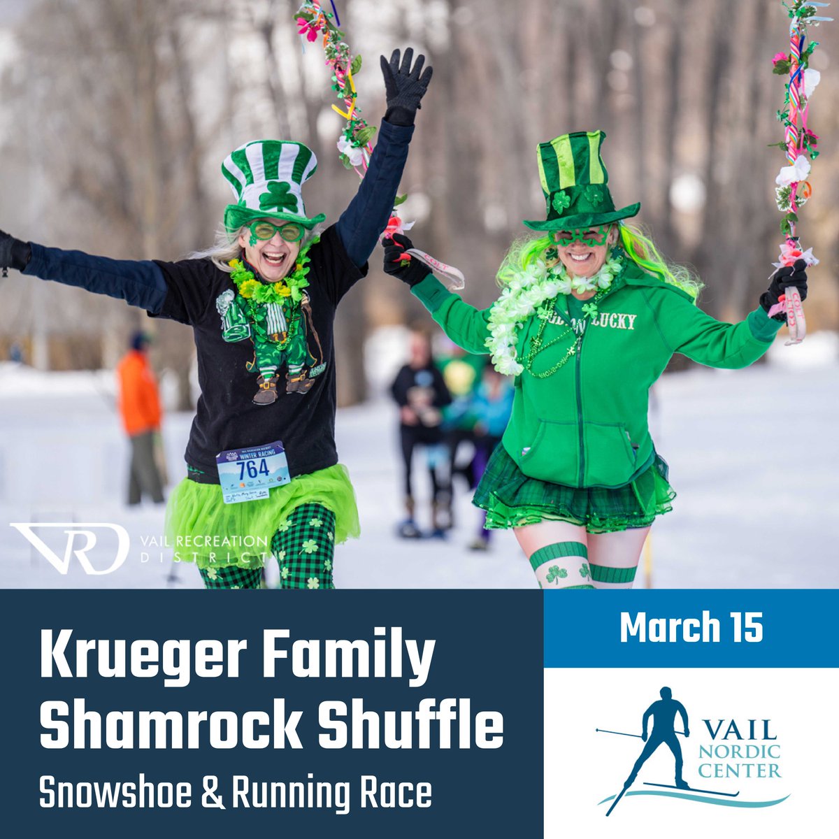 CoCCSA's tweet photo. Celebrate all things green in the spirit of St. Patrick’s Day at the Vail Recreation District Krueger Family Shamrock Shuffle on March 15. https://t.co/6304aItW8r https://t.co/gzDbvq70Ca