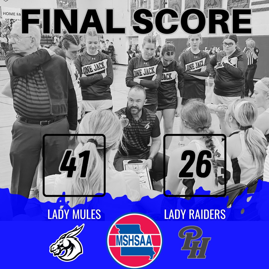 The Lone Jack Lady Mules are headed to the ELITE 8!

The team will HOST Mid Buchanan Saturday Time TBD

#MuleMentality #AllOfUs 🤘